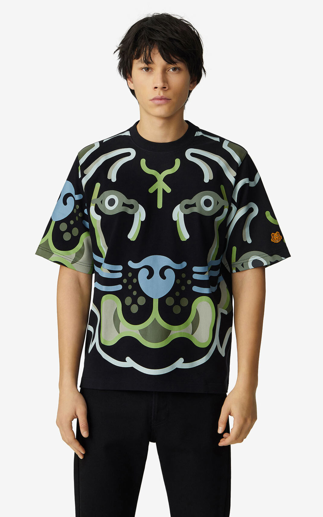 Kenzo K Tiger loose Camisetas Hombre Negras | 2438967-MY